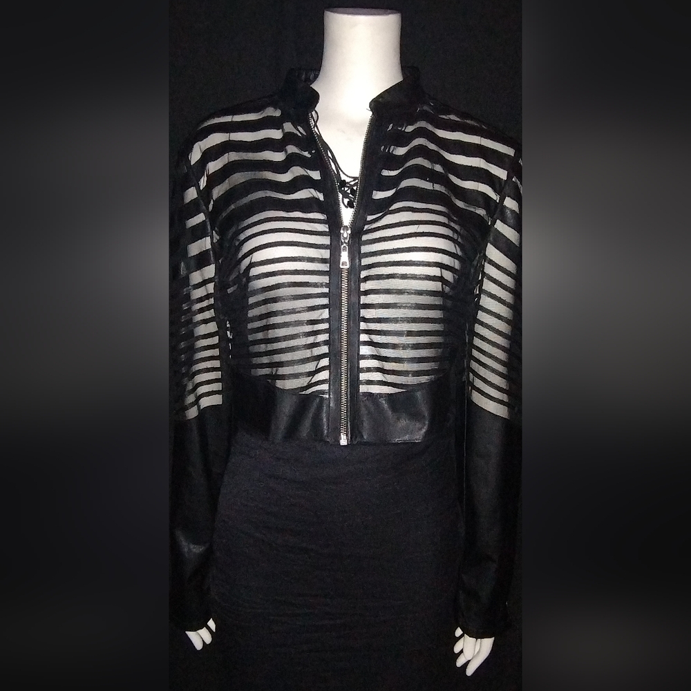 "Strawberry" Faux Leather & Mesh Jacket